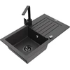 Granitinė virtuvinė plautuvė Mexen Pablo su maišytuvu ir sifonu, Juodas granite+Juodas(B)