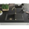 Granitinė virtuvinė plautuvė Mexen Pablo su sifonu, Juodas granite + Gold, 752 x 436 mm