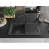 Granitinė virtuvinė plautuvė Mexen Pablo su maišytuvu ir sifonu, Juodas granite+Juodas