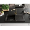 Granitinė virtuvinė plautuvė Mexen Pablo su maišytuvu ir sifonu, Metallic juodas/auksinis+Gold(B)