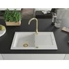 Granitinė virtuvinė plautuvė Mexen Pablo su sifonu, Baltas+Gold, 752 x 436 mm