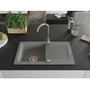 Granitinė virtuvinė plautuvė Mexen Pablo su sifonu, Pilkas+Gold, 752 x 436 mm