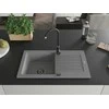 Granitinė virtuvinė plautuvė Mexen Pablo su sifonu, Pilkas+Juodas, 752 x 436 mm