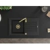 Granitinė virtuvinė plautuvė Mexen Pablo su sifonu, Metallic juodas/sidabrinis+Gold, 752 x 436 mm