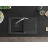 Granitinė virtuvinė plautuvė Mexen Pablo su maišytuvu ir sifonu, Juodas granite+Juodas/Chrome
