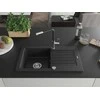 Granitinė virtuvinė plautuvė Mexen Pablo su maišytuvu ir sifonu, Metallic juodas/sidabrinis+Juodas/Chrome