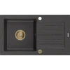 Granitinė virtuvinė plautuvė Mexen Pablo su sifonu, Juodas granite + Gold, 752 x 436 mm