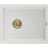 Granitinė virtuvinė plautuvė Mexen Pedro su sifonu, Baltas+Gold, 560 x 460 mm
