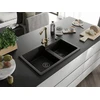 Granitinė virtuvinė plautuvė Mexen Tomas su maišytuvu ir sifonu, Metallic juodas/auksinis+Gold(B)