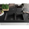 Granitinė virtuvinė plautuvė Mexen Tomas su maišytuvu ir sifonu, Juodas granite+Juodas(B)
