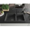 Granitinė virtuvinė plautuvė Mexen Tomas su maišytuvu ir sifonu, Juodas granite+Juodas