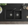 Granitinė virtuvinė plautuvė Mexen Tomas su maišytuvu ir sifonu, Metallic juodas/sidabrinis+Juodas
