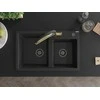 Granitinė virtuvinė plautuvė Mexen Tomas su maišytuvu ir sifonu, Metallic juodas/sidabrinis+Juodas/Gold