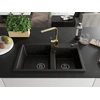 Granitinė virtuvinė plautuvė Mexen Tomas su maišytuvu ir sifonu, Metallic juodas/auksinis+Gold(B)