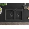 Granitinė virtuvinė plautuvė Mexen Tomas su maišytuvu ir sifonu, Juodas granite+Juodas