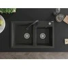 Granitinė virtuvinė plautuvė Mexen Tomas su maišytuvu ir sifonu, Juodas granite+Juodas