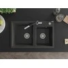Granitinė virtuvinė plautuvė Mexen Tomas su maišytuvu ir sifonu, Juodas granite+Juodas/Chrome