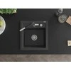 Granitinė virtuvinė plautuvė Mexen Vito su maišytuvu ir sifonu, Juodas granite+Juodas/Chrome
