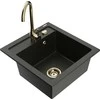 Granitinė virtuvinė plautuvė Mexen Vito su maišytuvu ir sifonu, Metallic juodas/auksinis+Gold
