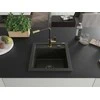Granitinė virtuvinė plautuvė Mexen Vito su maišytuvu ir sifonu, Metallic juodas/auksinis+Juodas/Gold