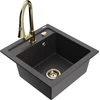 Granitinė virtuvinė plautuvė Mexen Vito su maišytuvu ir sifonu, Juodas granite+Gold