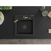 Granitinė virtuvinė plautuvė Mexen Vito su maišytuvu ir sifonu, Metallic juodas/sidabrinis+Juodas/Gold