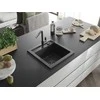 Granitinė virtuvinė plautuvė Mexen Vito su maišytuvu ir sifonu, Juodas granite+Juodas granite/Chrome