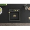 Granitinė virtuvinė plautuvė Mexen Vito su maišytuvu ir sifonu, Juodas granite+Juodas/Gold