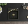 Granitinė virtuvinė plautuvė Mexen Vito su maišytuvu ir sifonu, Metallic juodas/auksinis+Juodas/Gold