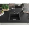Granitinė virtuvinė plautuvė Mexen Vito su maišytuvu ir sifonu, Metallic juodas/sidabrinis+Chrome