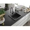 Granitinė virtuvinė plautuvė Mexen Vito su maišytuvu ir sifonu, Juodas granite+Juodas
