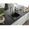 Granitinė virtuvinė plautuvė Mexen Vito su maišytuvu ir sifonu, Metallic juodas/sidabrinis+Juodas/Gold