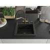 Granitinė virtuvinė plautuvė Mexen Vito su maišytuvu ir sifonu, Metallic juodas/sidabrinis+Juodas/Gold