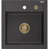 Granitinė virtuvinė plautuvė Mexen Vito su sifonu, Juodas granite+Gold, 520 x 490 mm