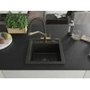 Granitinė virtuvinė plautuvė Mexen Vito su maišytuvu ir sifonu, Metallic juodas/auksinis+Juodas/Gold