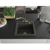 Granitinė virtuvinė plautuvė Mexen Vito su maišytuvu ir sifonu, Juodas granite+Juodas/Gold