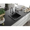 Granitinė virtuvinė plautuvė Mexen Vito su maišytuvu ir sifonu, Metallic juodas/sidabrinis+Juodas