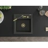 Granitinė virtuvinė plautuvė Mexen Vito su maišytuvu ir sifonu, Juodas granite+Juodas granite/Gold