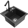 Granitinė virtuvinė plautuvė Mexen Vito su maišytuvu ir sifonu, Juodas granite+Juodas