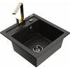 Granitinė virtuvinė plautuvė Mexen Vito su maišytuvu ir sifonu, Metallic juodas/auksinis+Gold