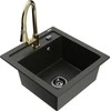 Granitinė virtuvinė plautuvė Mexen Vito su maišytuvu ir sifonu, Metallic juodas/auksinis+Gold