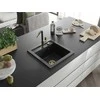 Granitinė virtuvinė plautuvė Mexen Vito su maišytuvu ir sifonu, Metallic juodas/sidabrinis+Juodas/Gold