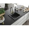 Granitinė virtuvinė plautuvė Mexen Vito su maišytuvu ir sifonu, Juodas granite+Juodas/Gold
