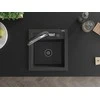 Granitinė virtuvinė plautuvė Mexen Vito su maišytuvu ir sifonu, Juodas granite+Juodas/Chrome