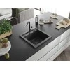 Granitinė virtuvinė plautuvė Mexen Vito su maišytuvu ir sifonu, Juodas granite+Juodas/Chrome
