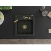 Granitinė virtuvinė plautuvė Mexen Vito su maišytuvu ir sifonu, Metallic juodas/auksinis+Juodas/Gold
