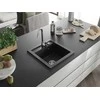 Granitinė virtuvinė plautuvė Mexen Vito su sifonu, Metallic juodas/sidabrinis