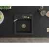 Granitinė virtuvinė plautuvė Mexen Vito su maišytuvu ir sifonu, Metallic juodas/sidabrinis+Juodas/Gold