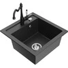 Granitinė virtuvinė plautuvė Mexen Vito su maišytuvu ir sifonu, Juodas granite+Juodas
