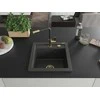 Granitinė virtuvinė plautuvė Mexen Vito su maišytuvu ir sifonu, Juodas granite+Juodas/Gold
